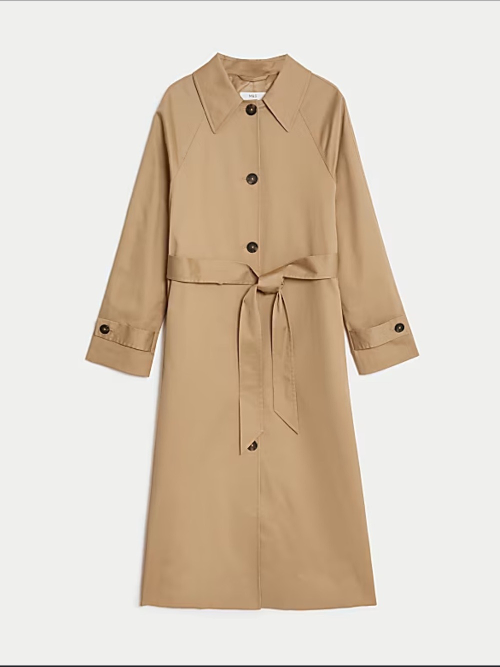 M&S Classic Tan Trench Coat Full Length Belted 90s Minimalist CBK Timeless 10